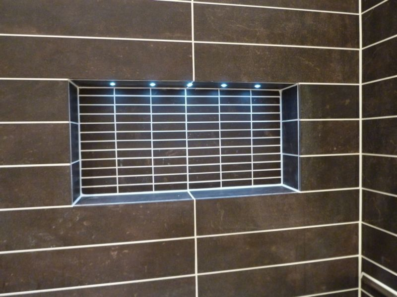 Tiled alcove with LED lights