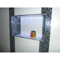Tiled alcove as shelf