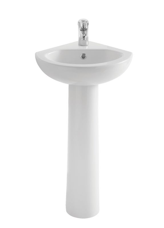 Corner Cloakroom Basin and Pedestal 450 x 450mm Corner Cloakroom Basin and Pedestal 450 x 450mm