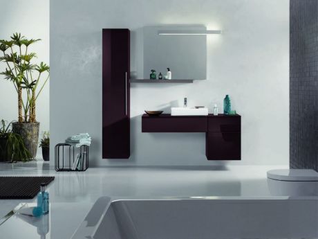 3D vanity unit 890x240, plum, cut-out le LH 1 Draw