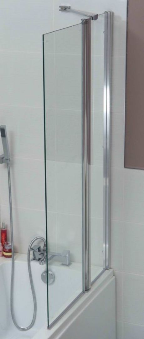 Double Folding Over Bath Shower Screen Chrome 1400x850x6mm