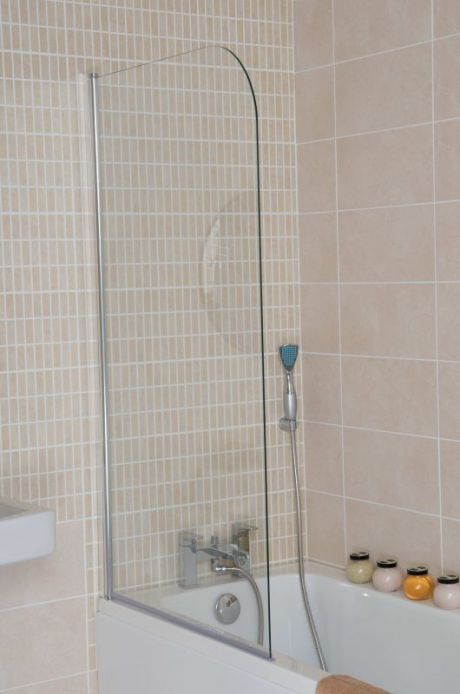 Round Profile Over Bath Shower Screen Chrome 1400x800x5mm