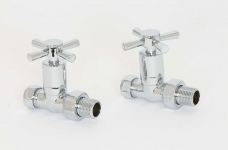 Towel Warmer Cross Head Radiator Valve-Straight CP pair